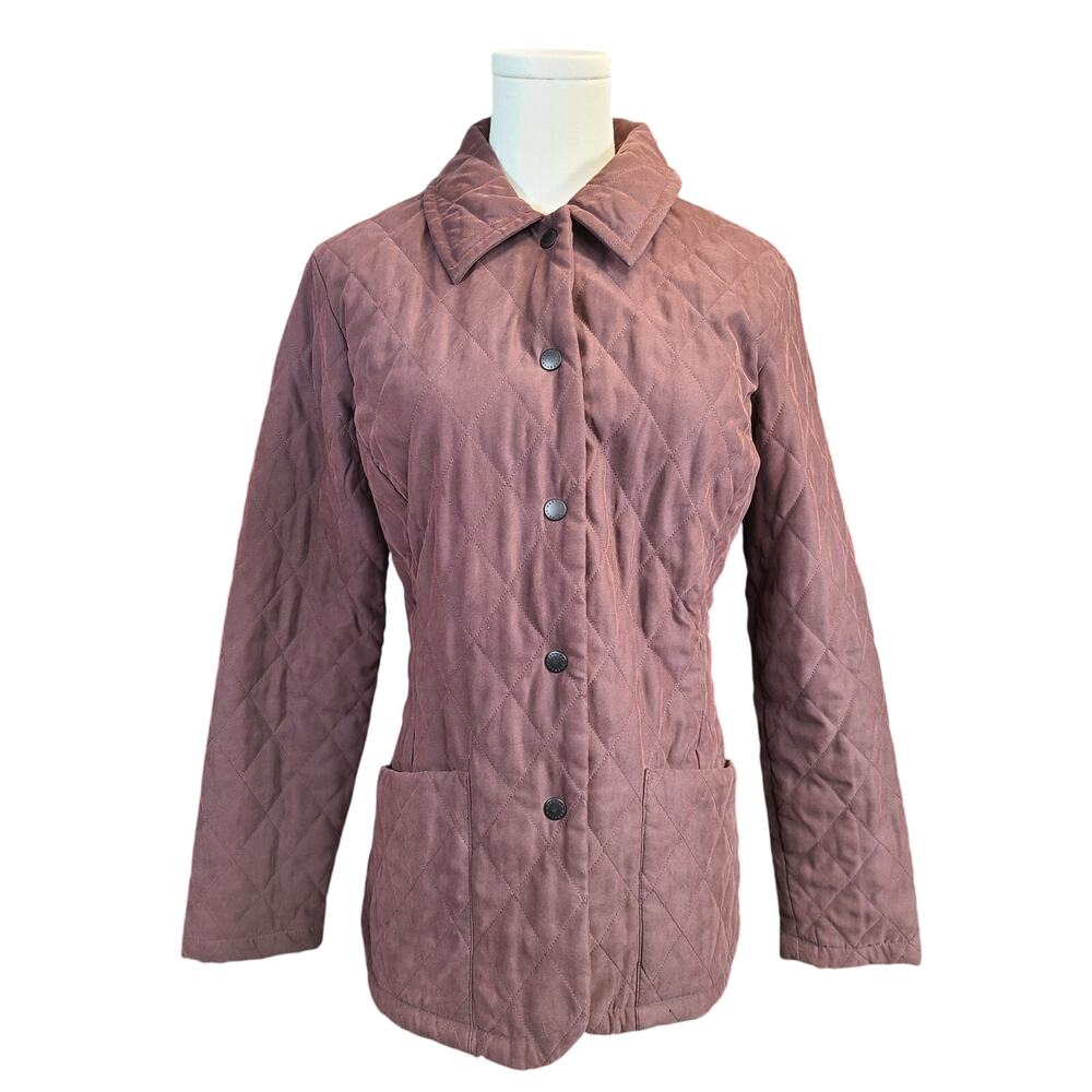 Y2k Era Barbour Shaped Microfiber Quilt Short Brown Jacket
